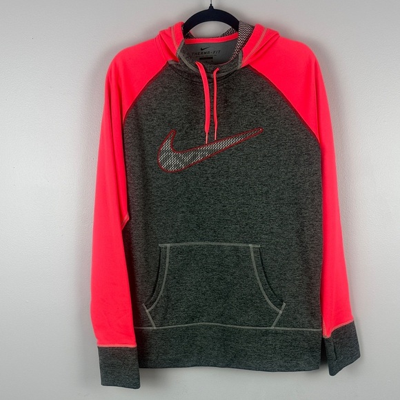 Nike Therma Fit Charcoal and Neon Pink Hoodie Size XL - Picture 2 of 10